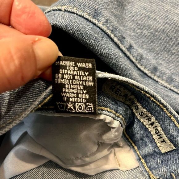 Black Relaxed Straight Distressed Jeans Size 32/30 - Picture 7 of 10